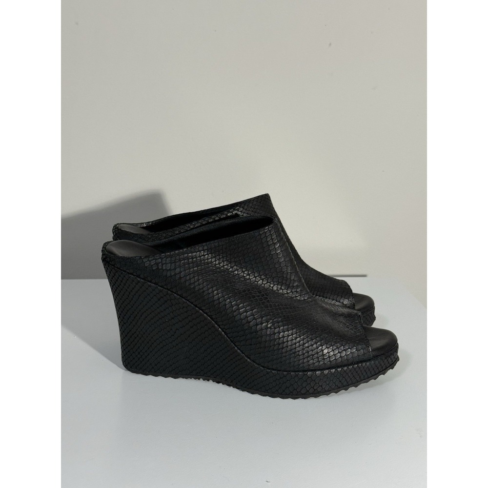 CORDANI Italy Black Faux Reptile Peep Toe Wedge Sz 40 US 9 Event Designer Luxury